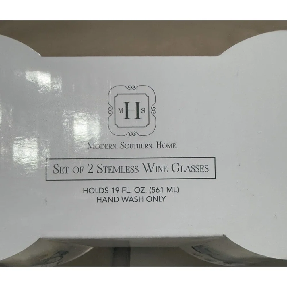 New Modern Southern Home Set Of 2 Stemless Wine Glasses 19oz W/Truck & 2 Napkins